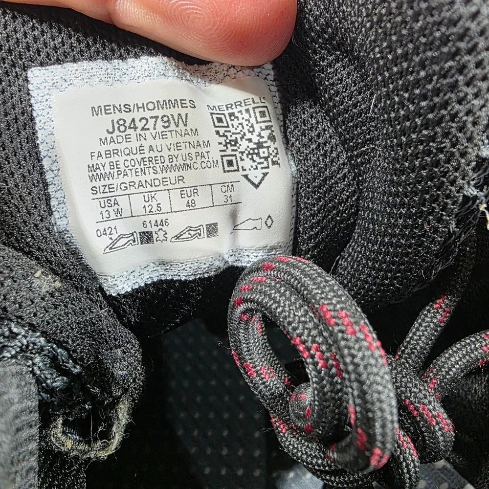 Merrell Alverstone Waterproof Hiking Shoes Black Grey Red J84279W Mens 13 W